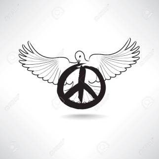 Peace symbol. Dove with pacifism sign isolated. International peace day emblem.